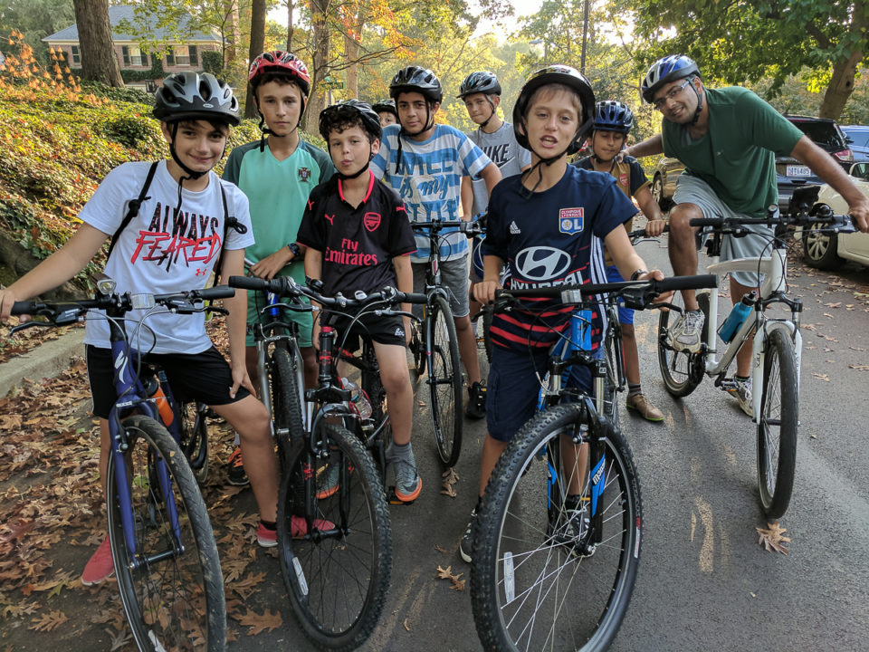 Middle-school safety lesson and group ride